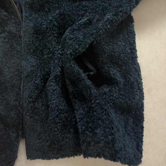 Pendleton Sherpa Fleece Jacket XL Navy Blue Zip Front Plaid Trim Cozy Soft Warm - Picture 10 of 10